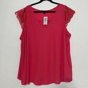 NWT Torrid Lace Trim Sleeveless Blouse Honeysuckle Pink NWT 3X (22-24)